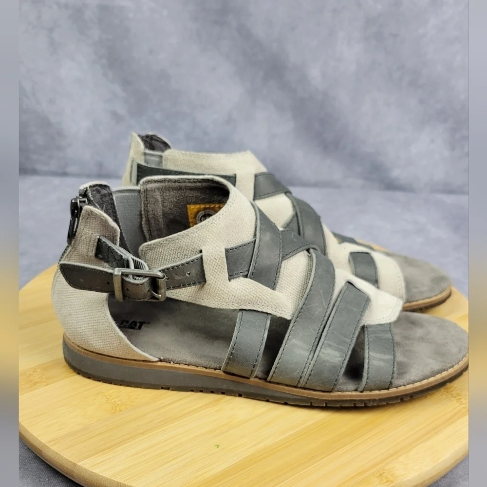 CATERPILLAR CAT Sunswept Gladiator Sandals Women's SIZE 7.5W Grey‎ Shoes Leather